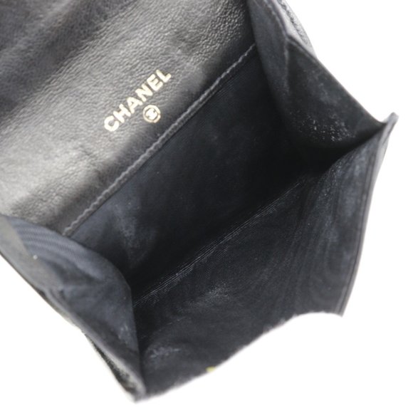 CHANEL COCO Mark Coin Case Lambskin 1993 Black Snap Button - Picture 6 of 11